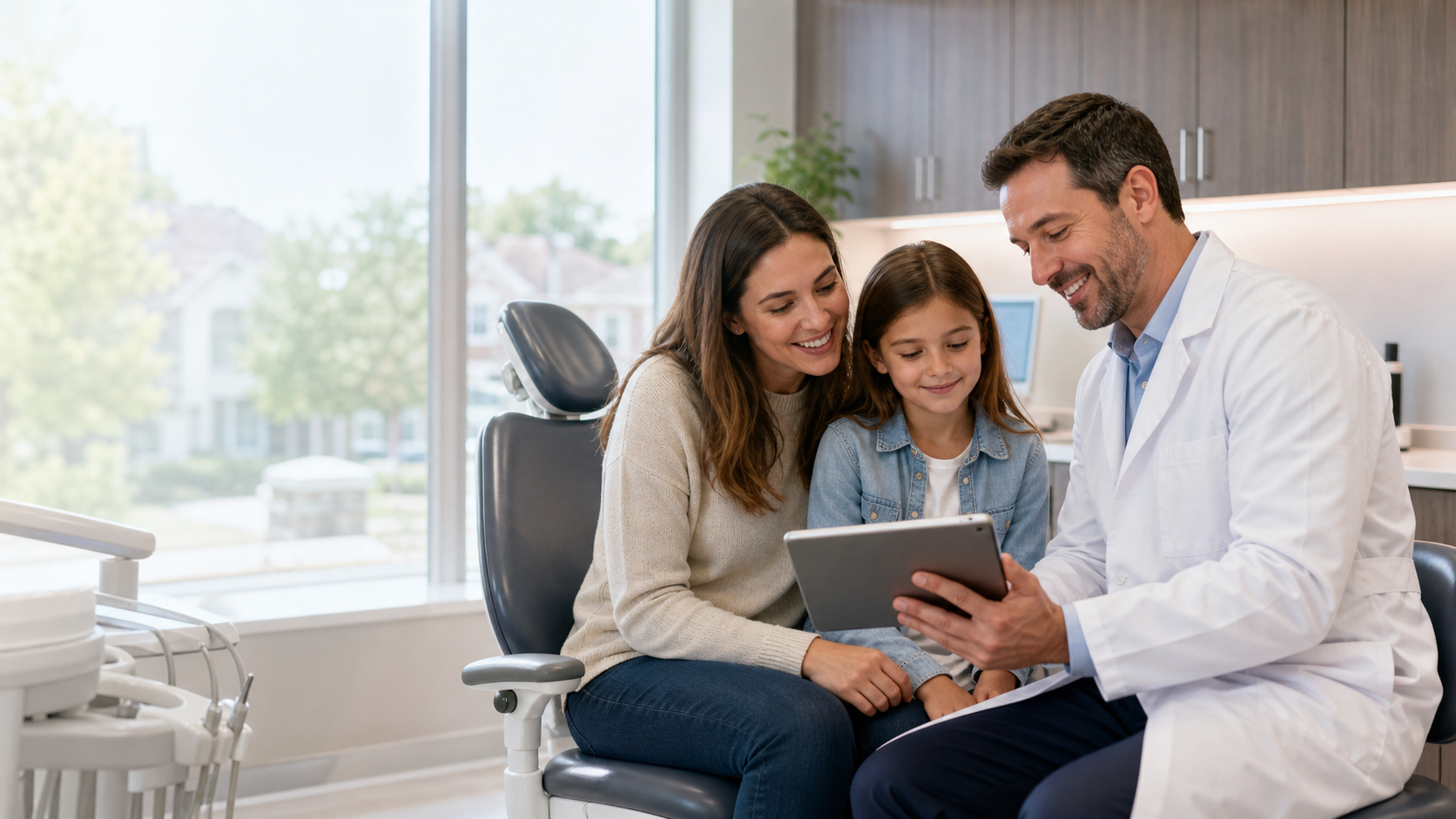 Parent and child reviewing dental care options with a family dentist in Northern Virginia